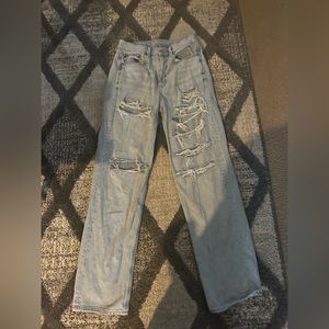 AE Ripped Highest Waist Baggy Straight Jean